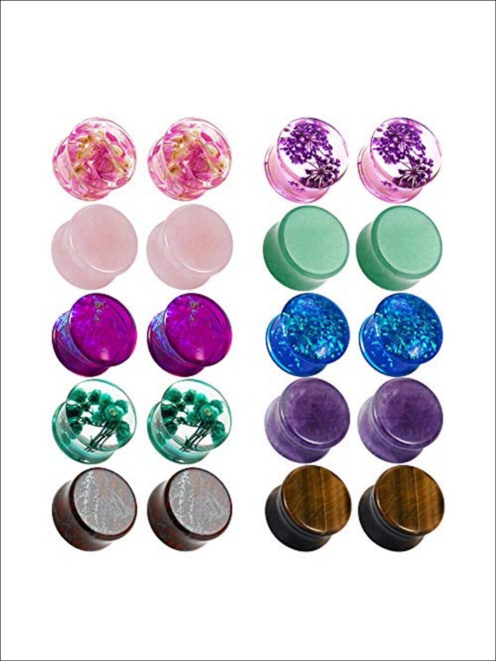 Stone Acrylic Ear Plugs Tunnels Double Flare Expander Body Piercing Jewelry